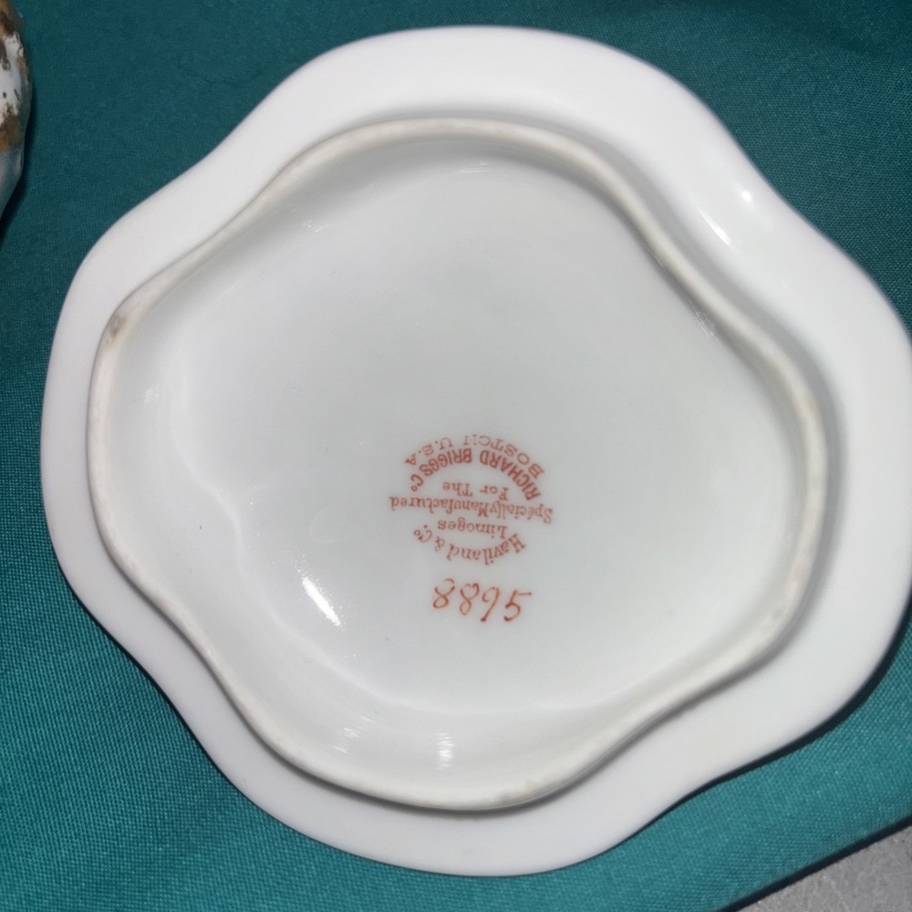 Antique Haviland & Co R. Briggs Co Limoges France Creamer (Cracked) & Sugar Dish - Picture 2 of 8